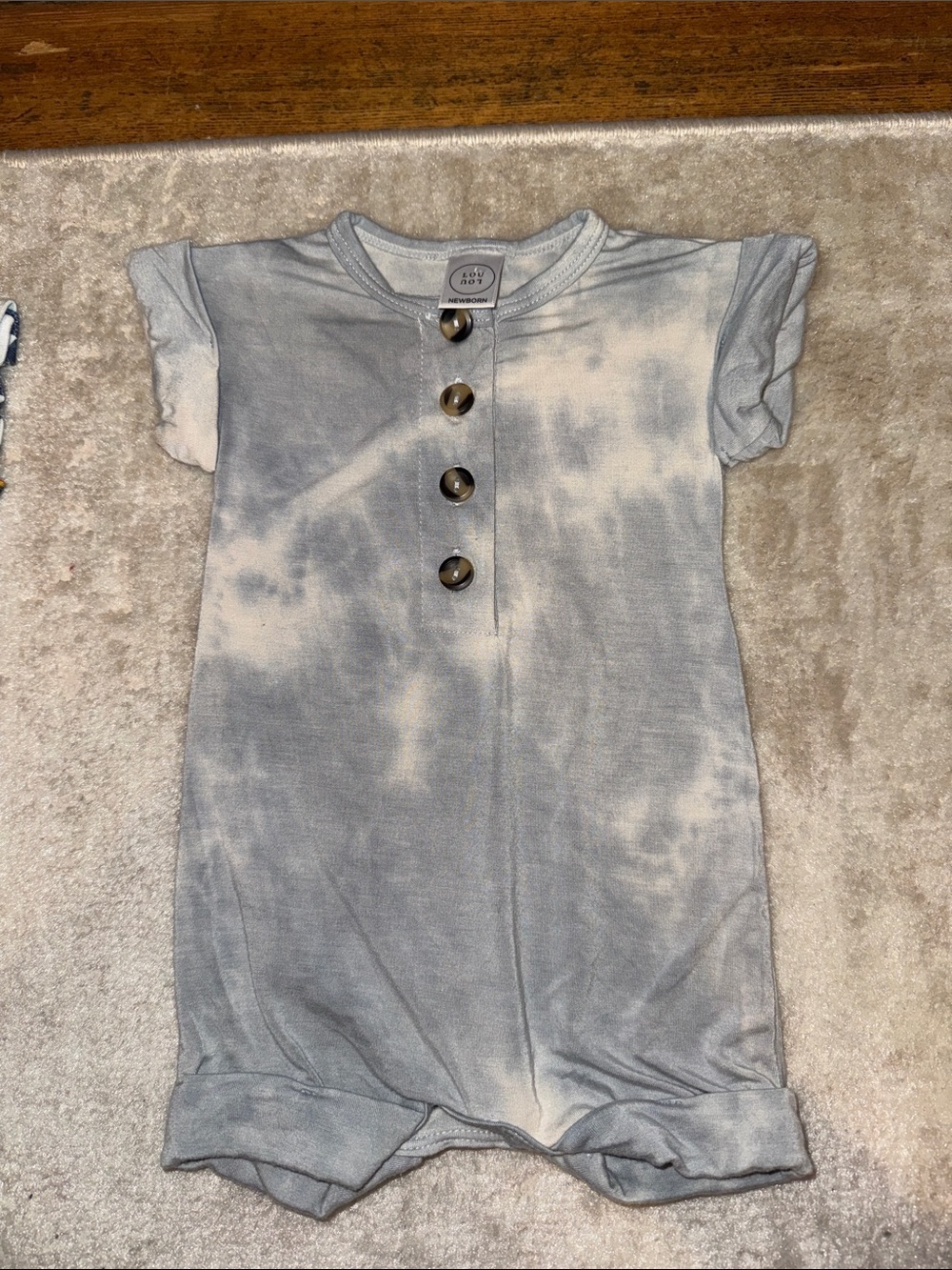 Tie-Dye Short Sleeve Baby Romper in Light Blue